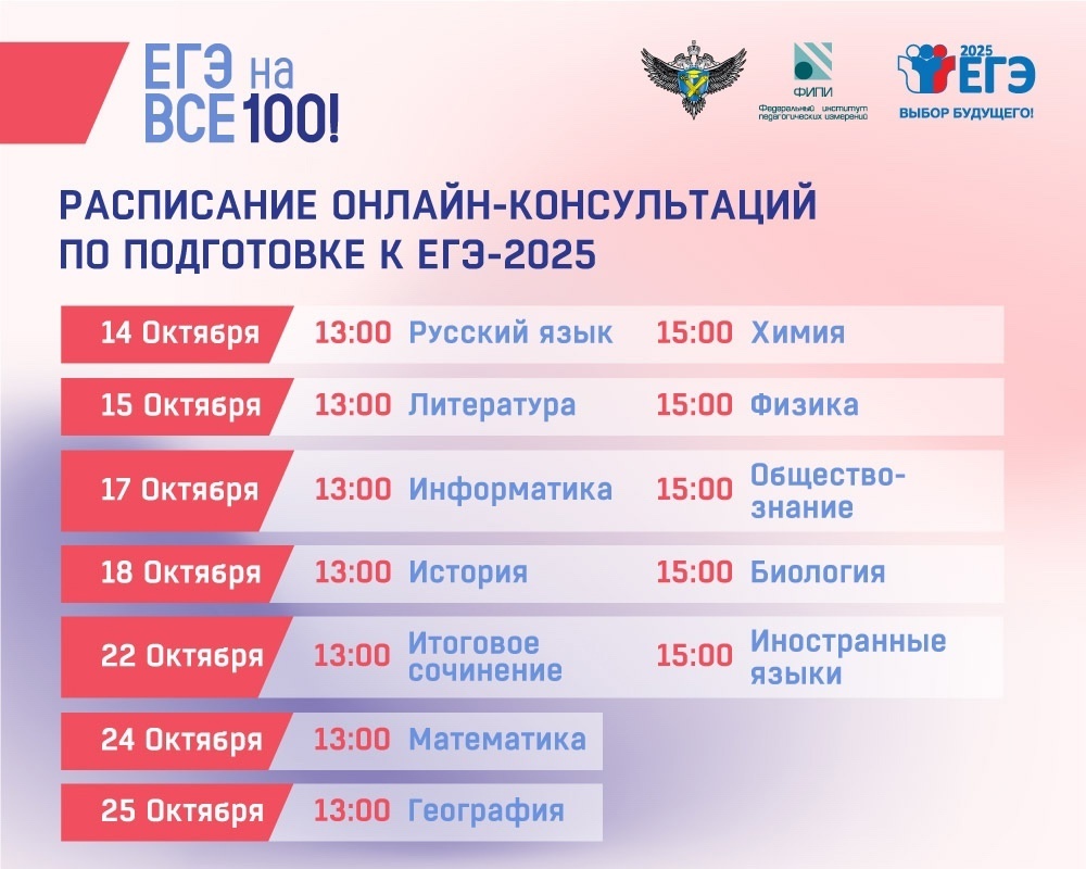 Серия онлайн-консультаций «На все 100!» для будущих участников экзаменов и педагогов