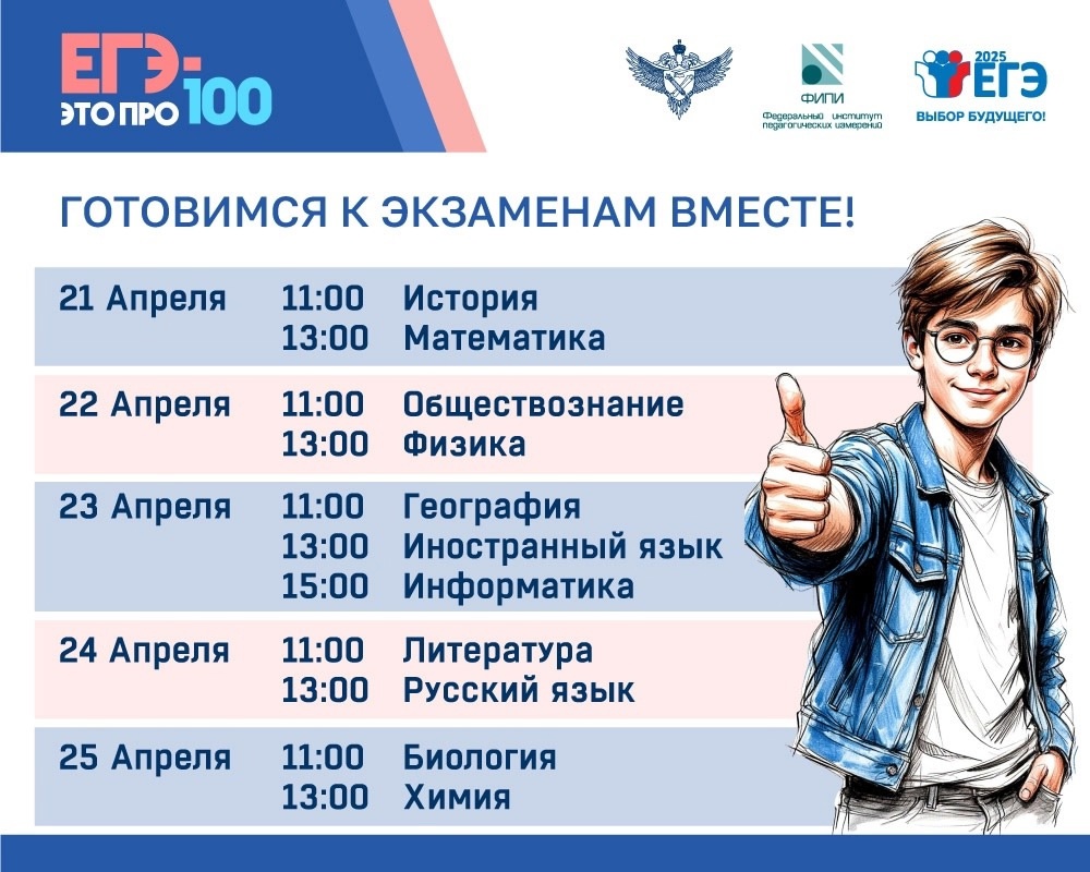 Пятый сезон онлайн-марафона «ЕГЭ – это про100!» для выпускников 2025 года пройдёт с 21 по 25 апреля